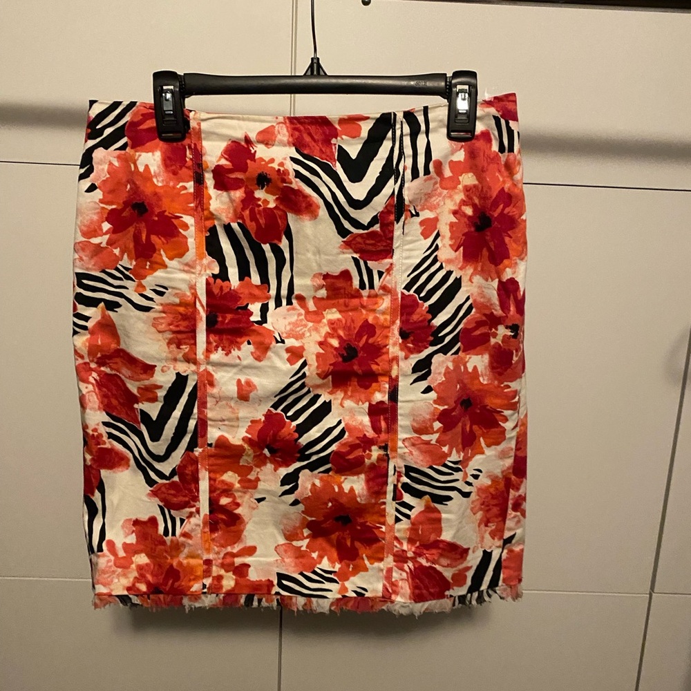 WHBM Zebra Floral Mini Skirt 8